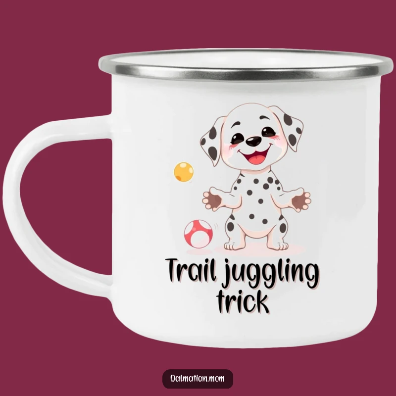 Funny Kawaii Dalmatian Juggling Camping Mug - Durable Outdoor Gift for Dog Fans