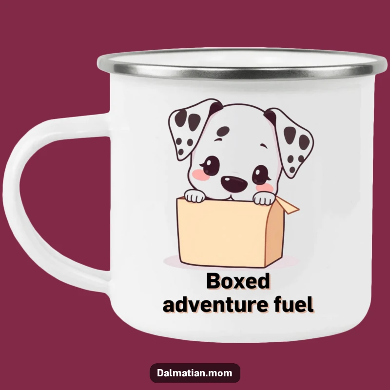 Funny Kawaii Dalmatian Peeking Box Camping Mug: Adventure Fuel!