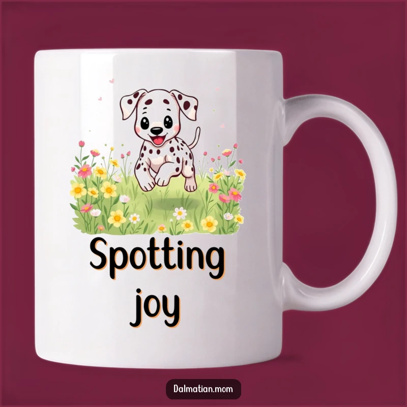 Funny Kawaii Dalmatian Flower Mug - Whimsical Dog Lover Gift