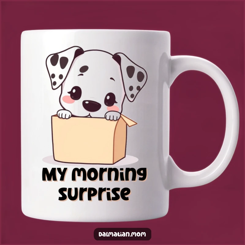 Funny Kawaii Dalmatian Peeking Box Mug: A Curious Canine's Delightful Gift!