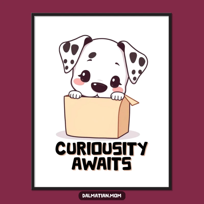 Funny Kawaii Dalmatian Peeking Box Digital Art: Instant Joyful Decor!