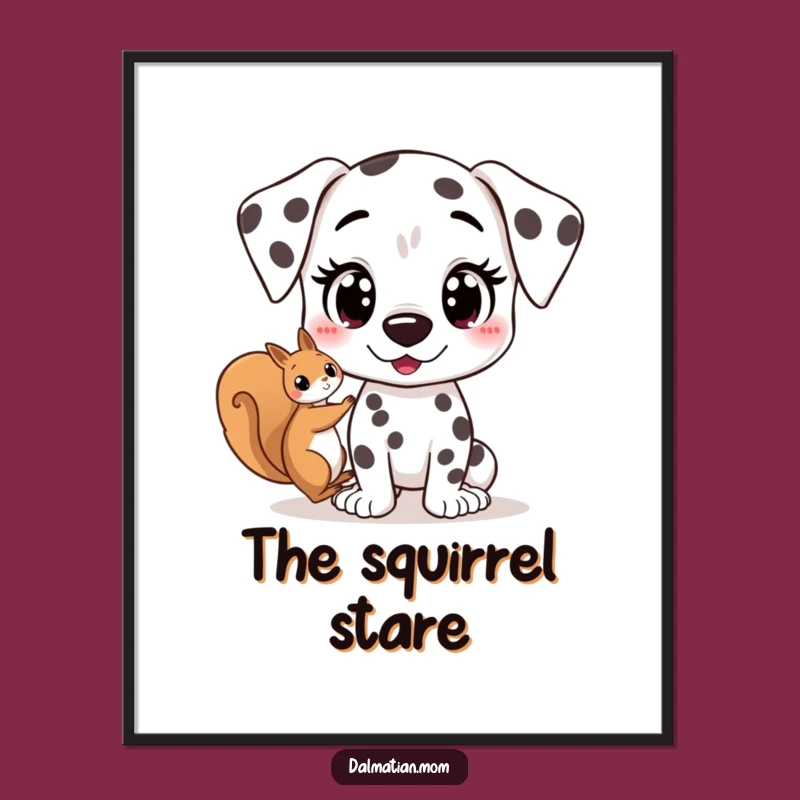 Funny Kawaii Dalmatian Squirrel Digital Art: Instant Cute Dog Download