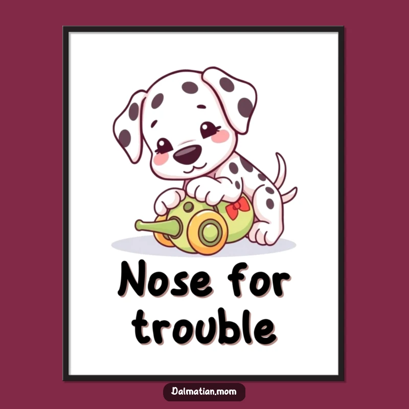 Funny Kawaii Dalmatian Digital Art: Playful Puppy Nudge, Instant Joy Gift