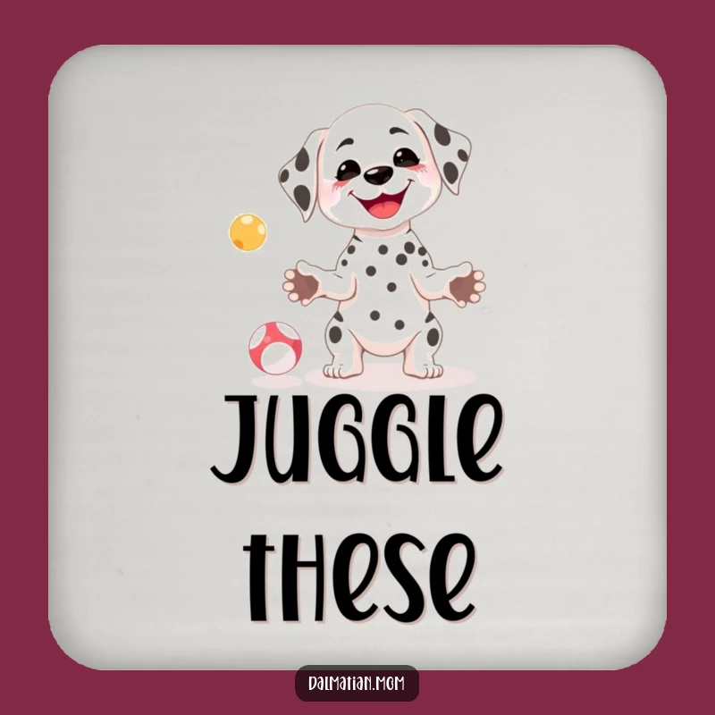 Funny Kawaii Dalmatian Juggling Drink Coaster - Protect Surfaces with Humor
