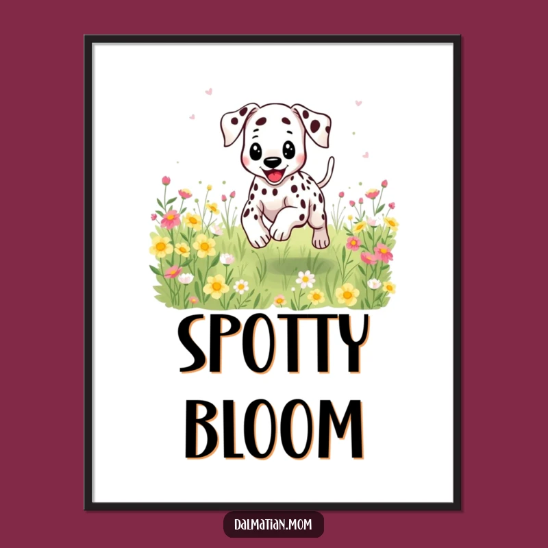 Funny Kawaii Dalmatian Flower Poster - Charming Wall Art for Dog Lovers