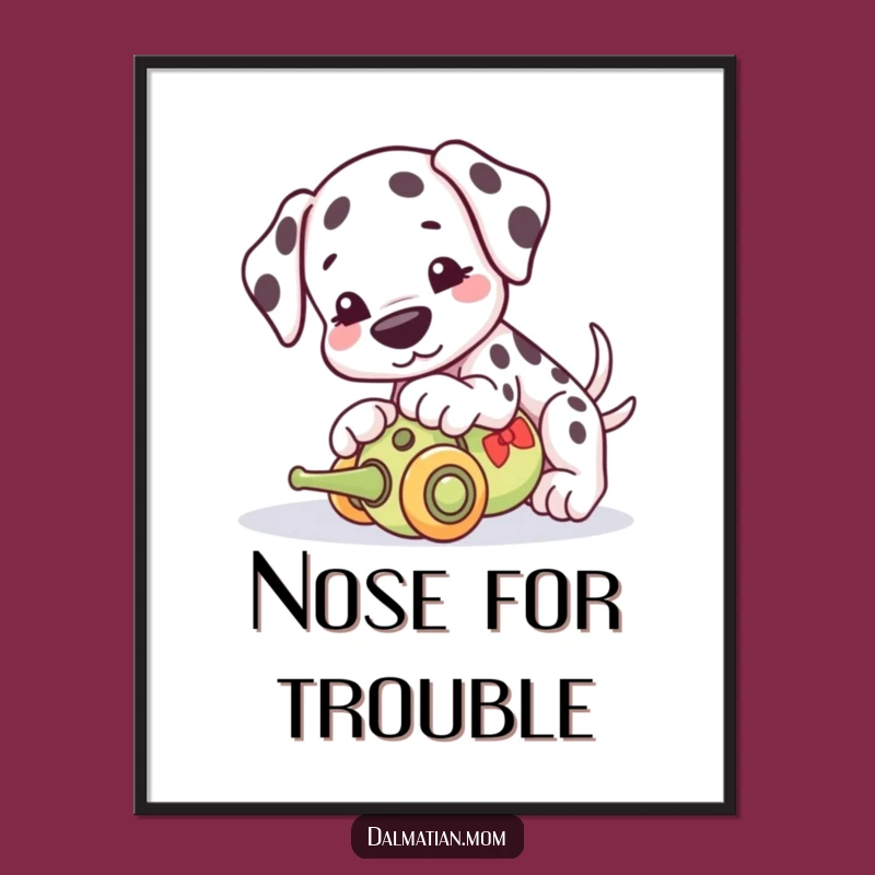 Funny Kawaii Dalmatian Poster: Adorable Nudge Art, Hilarious Home Decor Gift