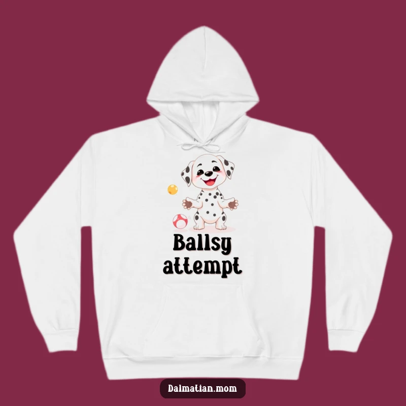 Cozy Funny Kawaii Dalmatian Juggling Hoodie - Warm Gift for Dog Fans
