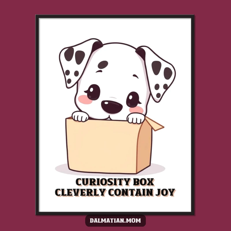 Kawaii Dalmatian Peeking Box Free Printable Wall Art: Funny Dog Downloadable Decor