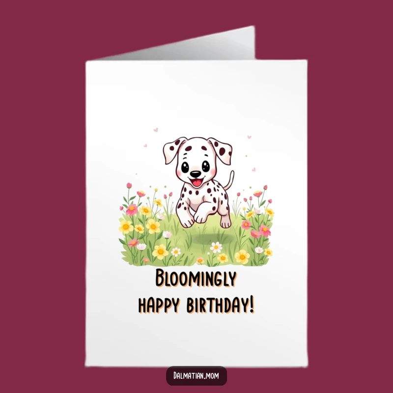 Free Printable Dalmatian Birthday Card: Bounding Dog for a Funny Downloadable Gift