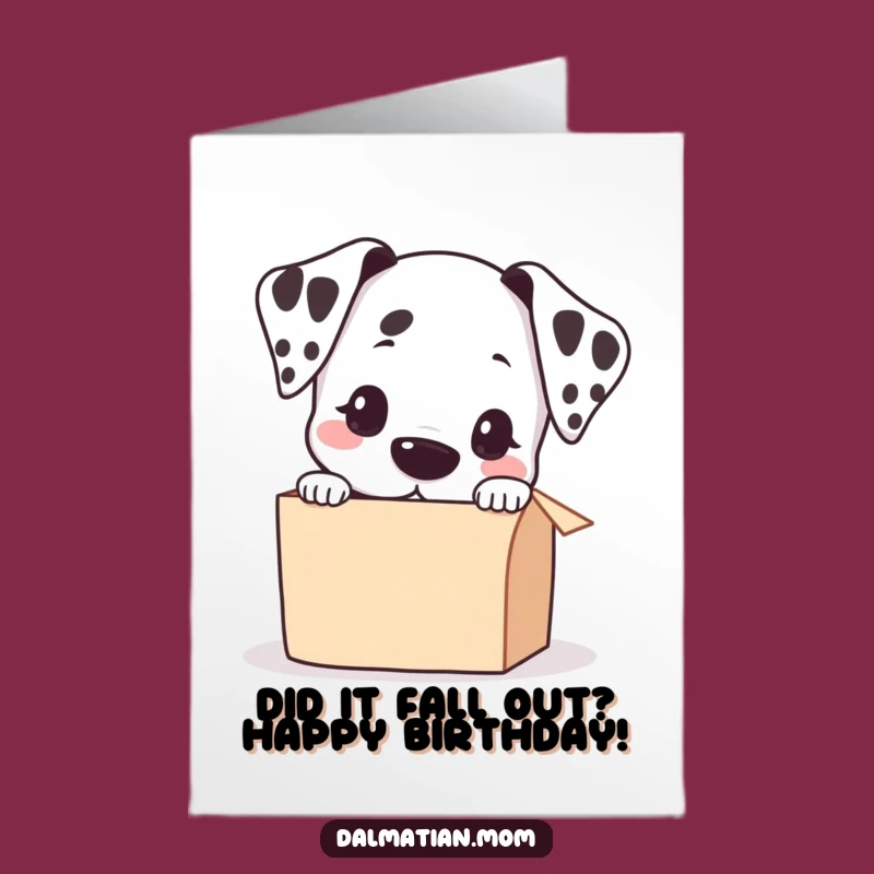 Kawaii Dalmatian Birthday Card Free Printable: Funny Dog Box Surprise Downloadable Gift