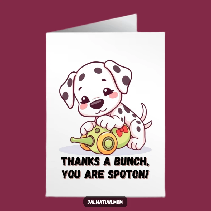 Free Printable Thank You Dalmatian Card: Cute Pup Toy Boop Download