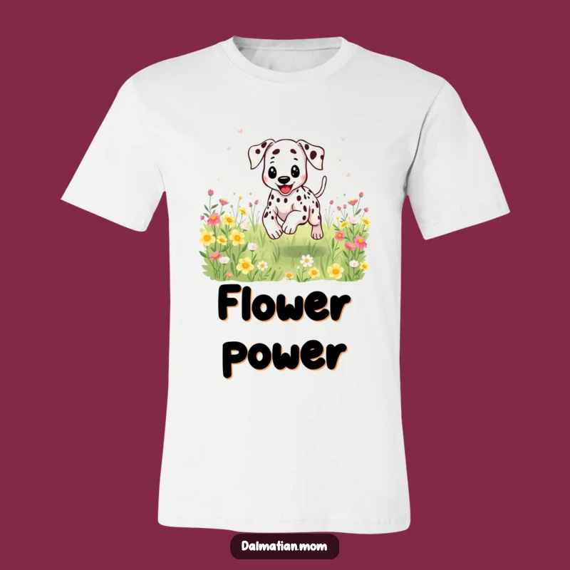 Funny Kawaii Dalmatian Flower T-Shirt - Playful Spotty Dog Apparel