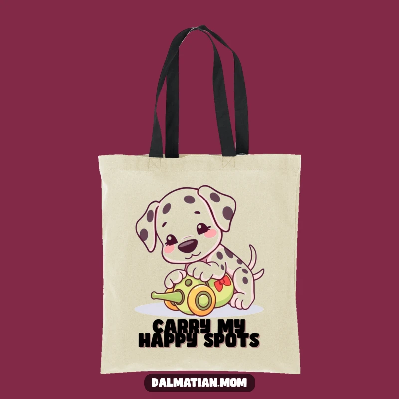 Funny Kawaii Dalmatian Tote Bag: Playful Toy Nudge, Stylish & Humorous Gift